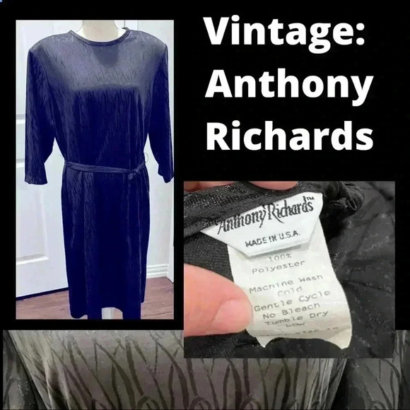Vintage Anthony Richards 80’s Sheath dress with removable belt and shoulder pads - Picture 1 of 12